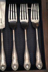 12 Piece Boxed Late 19th Fish Knives + Forks 