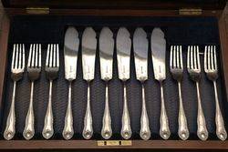 12 Piece Boxed Late 19th Fish Knives + Forks 