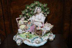 C 19th French Samson Porcelain Group in The Chelsea Style 