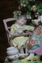 C 19th French Samson Porcelain Group in The Chelsea Style 