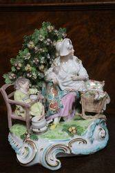 C 19th French Samson Porcelain Group in The Chelsea Style 