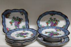  11 Piece Losol Ware Fruit Set C1915 Staffordshire Potteries 