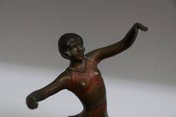 Cold Painted Spelter Figure on Alabaster Base In The Deco Style C1960 