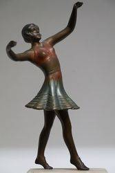 Cold Painted Spelter Figure on Alabaster Base In The Deco Style C1960 