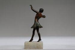 Cold Painted Spelter Figure on Alabaster Base In The Deco Style C1960 