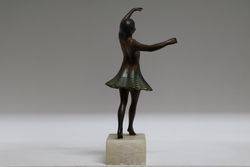 Cold Painted Spelter Figure on Alabaster Base In The Deco Style C1960 