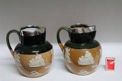 Pair Of Doulton Silver Rim Jug Sheffield C191011 