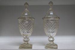 Pair Of Early C19th Cut Lead Glass Covered Bowls  #