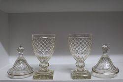 Pair Of Early C19th Cut Lead Glass Covered Bowls  