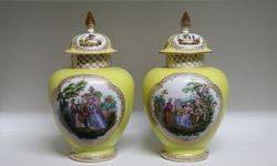 Pair Of Late 19th Century Dresden Vases C1900 #