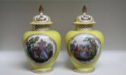 Pair Of Late 19th Century Dresden Vases C1900 