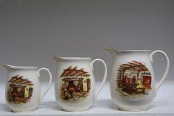 Set Of 3 Falcon Ware China Jugs  #