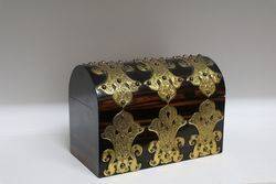 Victorian Brass Bound Coromandel Stationary Box 