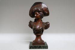 A Genuine Late C19th Signed Spelter Bust on Marble Base #