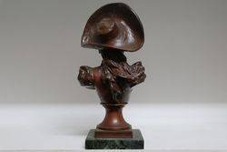Late C19th Signed Spelter Bust on Marble Bust 