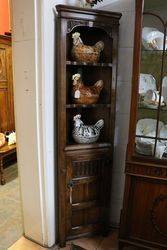 Small Oak 2 Shelf Corner Cabinet 20th Century 