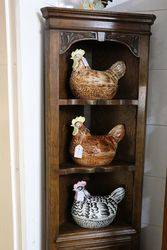 Small Oak 2 Shelf Corner Cabinet 20th Century 