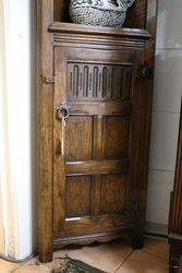 Small Oak 2 Shelf Corner Cabinet 20th Century 