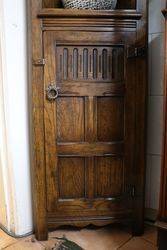 Small Oak 2 Shelf Corner Cabinet 20th Century 