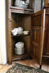 Small Oak 2 Shelf Corner Cabinet 20th Century 