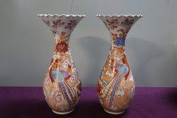 A Fine Pair Of Oriental Porcelain Vases  #