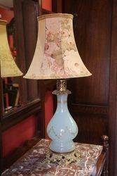 Antique Glass Electric Lamp + Shade  #