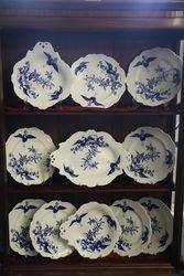 Wonderful 19th Century 11 Piece Blue + White Fruit Set 