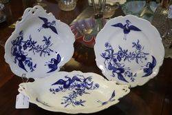 Wonderful 19th Century 11 Piece Blue + White Fruit Set 