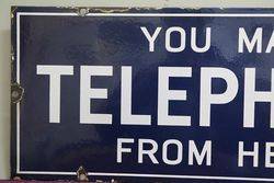  andquotYou May Telephone From Hereandquot Double Sided Enamel Sign 