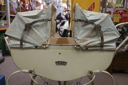 A Triang Dolls Pram Unusually Rare With Double Folding Hoods 