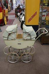 A Triang Dolls Pram Unusually Rare With Double Folding Hoods 