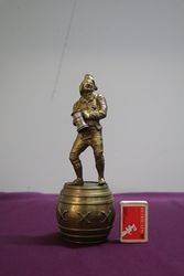 Well Cast Brass Triple X Pub Figure Standing On a Barrel 