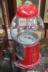 Vintage Red Carousel Bubble Gum Machine Cast Metal Glass Globe  