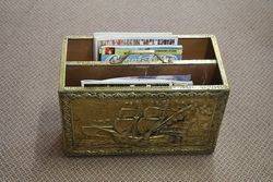 Vintage English Hammered Brass Magazine Rack