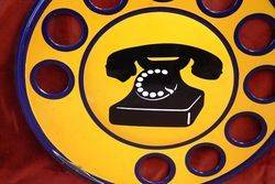 ARRIVING SOON Round Cut Out Dial Telephone Enamel Sign 