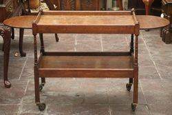 Quality English Oak Drop Side Tea Trolley C1920 