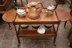 Quality English Oak Drop Side Tea Trolley C1920 