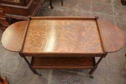 Quality English Oak Drop Side Tea Trolley C1920 