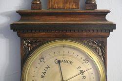 Large Edwardian Carved Oak Barometer 