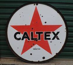 Round Caltex Enamel Advertising Sign 