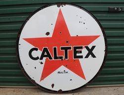 Round Caltex Enamel Advertising Sign 