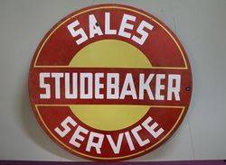 Round Studebaker Sales &  Service Double Sided Enamel Advertising Sign