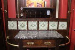 Oak Hall Stand With Tiles and Marble Top