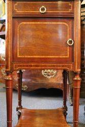 Pair Of Inlaid Bedside Cabinets With Marble Top 