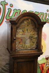 Early C20th Brass Face 8 Day Westminster Oak Grandmother Clock  