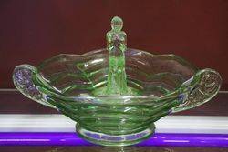 Art Deco Sowerby Green Glass Float Bowl  #