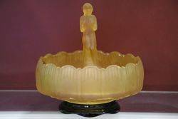Art Deco 3pc Sowerby Golden Glass Float Bowl #