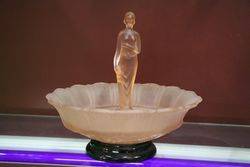 Art Deco 3pc Pink Glass Float Bowl Set#