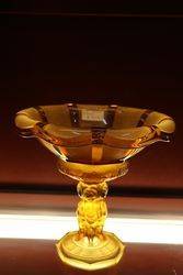 Art Deco Schweig, Muller & Co Amber Glass 2 Piece Tazza - Comport #