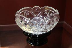 Art Deco Clear Glass Bowl On Stand C1930 #